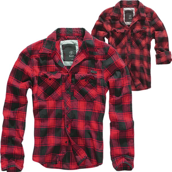 Brandit Check Shirt Herren Langarm | Rot-Schwarz | 7XL