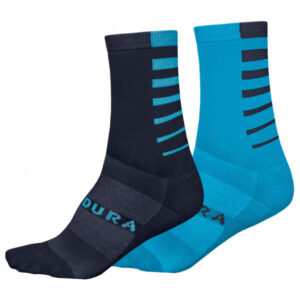 Endura - Coolmax Stripe Socken Doppelpack - Radsocken Gr L/XL;S/M blau;rot;schwarz