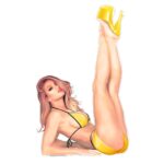 Aufkleber Sexy PinUp Girl "Yellow"