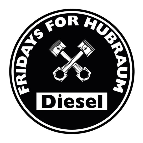 Fridays For Hubraum Aufkleber schwarze Diesel Umweltplakette mit Kolben