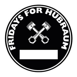 Fridays For Hubraum Aufkleber schwarze Umweltplakette Kolben