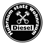 Hubraum statt Wohnraum Aufkleber schwarze Diesel Umweltplakette