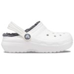 Crocs - Kid's Classic Lined Clog - Hüttenschuhe Gr J2 weiß/grau