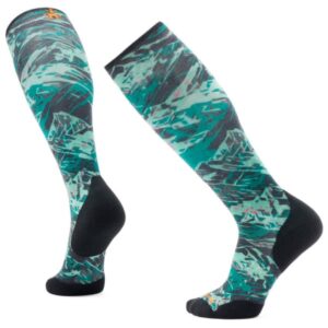 Smartwool - Ski Targeted Cushion Green Slopes Print OTC Socks - Skisocken Gr XL türkis