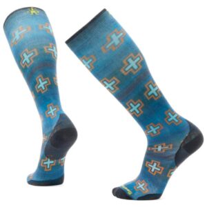 Smartwool - Ski Zero Cushion Paths Crossed Print OTC Socks - Skisocken Gr L blau