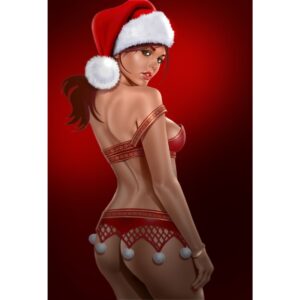 PinUp Aufkleber Weihnachts-Girl