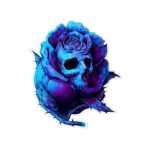 Rose Skull Aufkleber blau