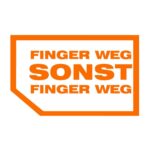 Seitenscheiben-Aufkleber geplottet Finger Weg Sonst Finger Weg orange