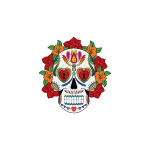 Sugar Skull Aufkleber Rosen