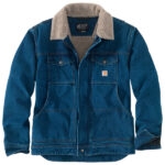 Carhartt - Relaxed Denim Sherpa Lined Jacket - Freizeitjacke Gr L blau