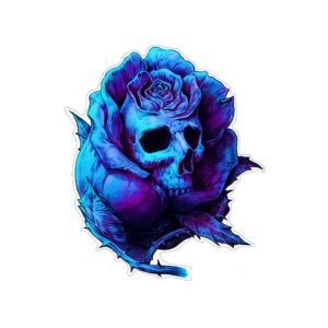 Rose Skull Aufkleber blau